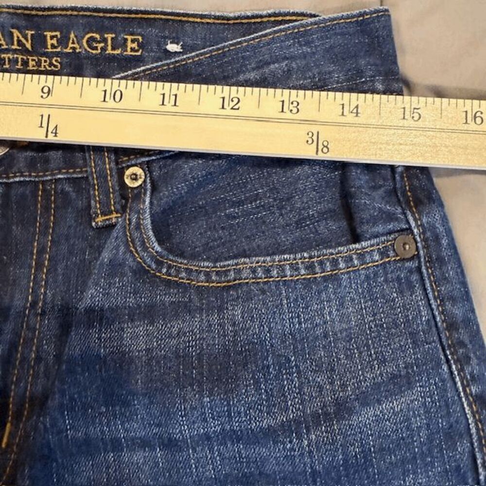 American Eagle Original Straight 100% Cotton Men's Jeans Whisker Wash 29 x 30 - Picture 10 of 13